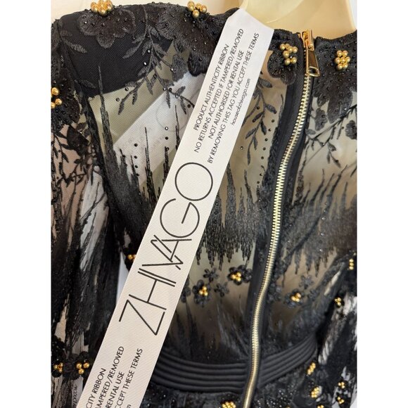 Zhivago An Angel is Love Beaded Black Playsuit Romper NWT - Size 2 - Picture 6 of 12